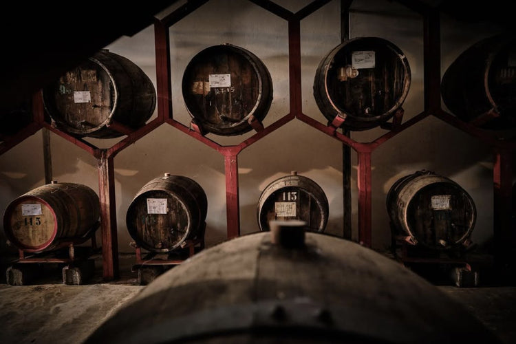 Botti di Vernaccia nella cantina Fratelli Serra, Oristano